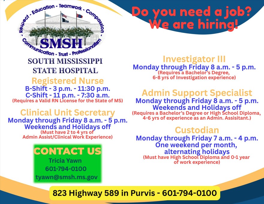 Image showing current Job openings, see link above for more details on each position.